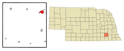 Location of Crete within Saline County and Nebraska