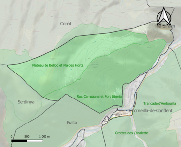 Carte des ZNIEFF de type 1 sur la commune.