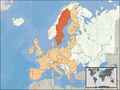 Location map for Sweden within Europe & EU