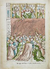 Раздаване на осветени свещи на Сретение Господне (1464)