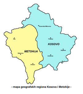 Dukagjini Метохија/Metohija na mapě