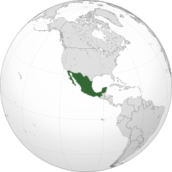 Birleşik Meksika Devletleri haritadaki konumu