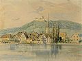 Stein am Rhein a Hohenklingen várral Max Bach képén
