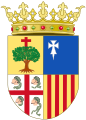 Escudo de Aragón con cruces en tres de los cuatro cuarteles