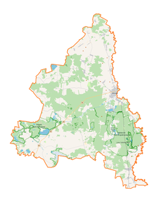 Mapa konturowa powiatu włodawskiego, u góry nieco na prawo znajduje się punkt z opisem „Hanna”