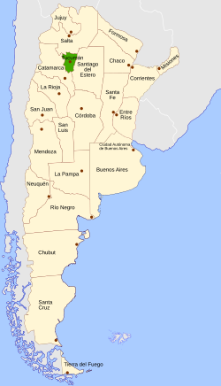 Location o Tucumán athin Argentinae