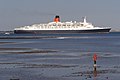 The Queen Elizabeth 2 leaving Southampton Water into the Solent