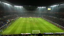 האצטדיון במהלך משחק שנערך ב-24.01.2016 בין אולימפיק ליון לבין אולימפיק מרסיי.