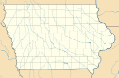 Mapa konturowa Iowa, u góry po lewej znajduje się punkt z opisem „Orange City”