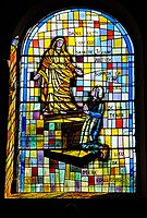 Vitrail Sainte Jeanne-Antide priant la Vierge Marie à l'église de Sancey.