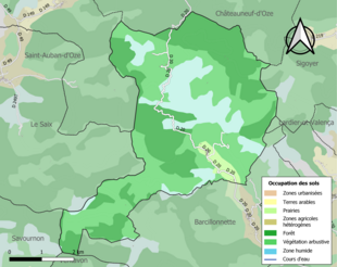 Carte en couleurs présentant l'occupation des sols.