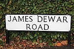 Thumbnail for File:A street sign in the Kings Buildings complex in Edinburgh in memory of James Dewar.jpg