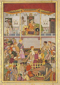 Ο Τζαχανγκίρ υποδέχεται τον πρίγκιπα πρίγκιπα Χουράμ στο Ατζμέρ κατά την επιστροφή του από την εκστρατεία Μεουάρ, Μπαλτσάντ, π. 1635