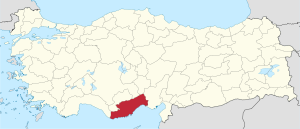 Местоположба на покраината Mersin во Турција
