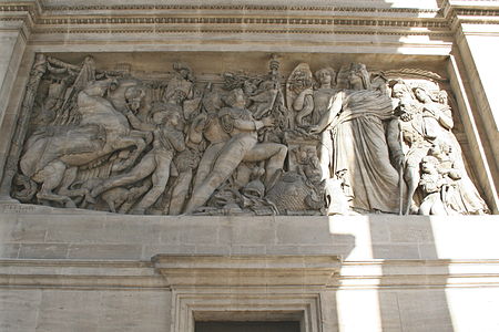 Le Retour des braves après la victoire[5] (1839), bas-relief sur l'Arc de triomphe dit Porte d'Aix, place Jules-Guesde à Marseille.