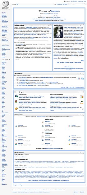 The main page of the Simple English Wikipedia