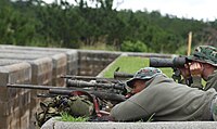 US Marine SRT sniper team as the scope photo, with an M24 Sniper Rifle (2004)