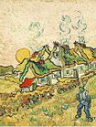 Vincent van Goghs Stugor med halmtak i solskenet (1890)