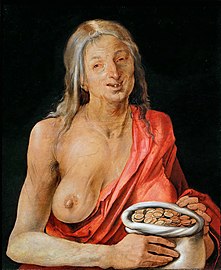 Anciá con moedeiro (1507, óleo sobre táboa). Kunsthistorisches Museum, Viena.