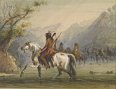 Alfred Jacob Miller - Shoshonee -sic- Indians - Fording a River - Walters 371940128.jpg