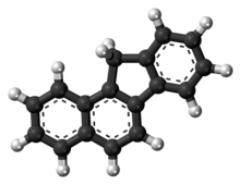 Ball-and-stick model of the benzo[a]fluorene molecule