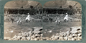 Rope Bridge at Karli, 1908