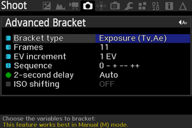 Advanced bracket options with up to 11 images