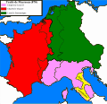 Deuxième partage de l'Empire carolingien en 870, par le traité de Meerssen qui répartit la Lotharingie entre les deux Francies.