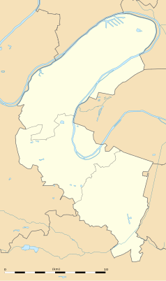 Mapa konturowa Hauts-de-Seine, u góry po prawej znajduje się punkt z opisem „Gennevilliers”