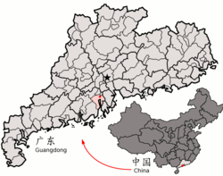 新會在廣東省的地理位置