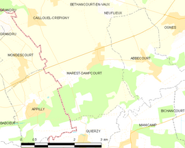 Mapa obce Marest-Dampcourt