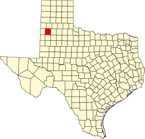 Map of Texas highlighting Lamb County