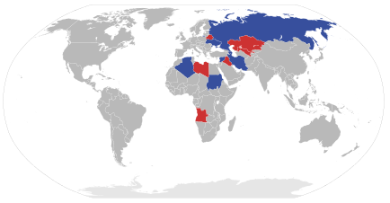 Nationer som opererar med Su-24 i blått och tidigare i rött.