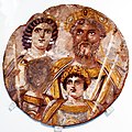 Damnatio memoriae, en que se borró la cara de Publius Septimius Geta nuna semeya de la familia imperial romana de los Severos.