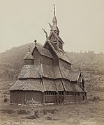 "Borgund Stave Church, Lærdal, Sogn og Fjordane" - fotografia della chiesa nella National Library