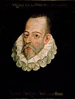 Portrait imaginaire de Cervantes (il n'existe aucun portait authentifié).
