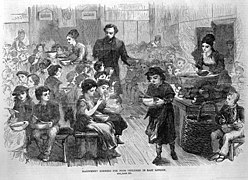 Cheap meals for poor children in East London (1870)