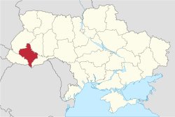 Ivano-Frankivskin alueen sijainti Ukrainan kartalla.