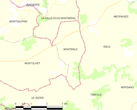 Mapa obce Montenils