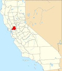 Kort over California med Solano County markeret