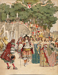 Nicolas Fouquet recebendo o rei no Château de Vaux-le-Vicomte