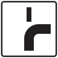 Zusatzzeichen 1002-22 Verlauf der Vorfahrt­straße an Einmün­dungen (von unten nach rechts, Fall 1)