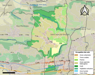 Carte en couleurs présentant l'occupation des sols.