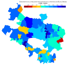 Crecimiento de la población por municipio (1998-2008)