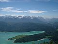 View from the Herzogstand to Lake Walchensee, Karwendel