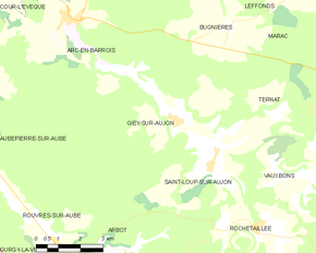 Poziția localității Giey-sur-Aujon