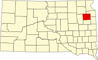 コディントン郡の位置を示したサウスダコタ州の地図