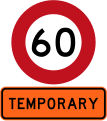Temporary 60 km/h speed limit