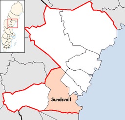 Sundsvalls kommuns läge i Västernorrlands län