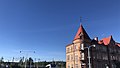 Brick building by the train station